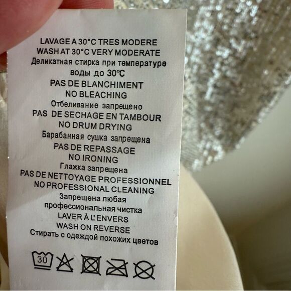 LILI SIDONIO by Molly Bracken Silver and Cream Sequin Balloon Sleeve Mini Dress - Picture 7 of 8